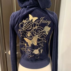 Juicy Couture Navy Blue Velour Jacket